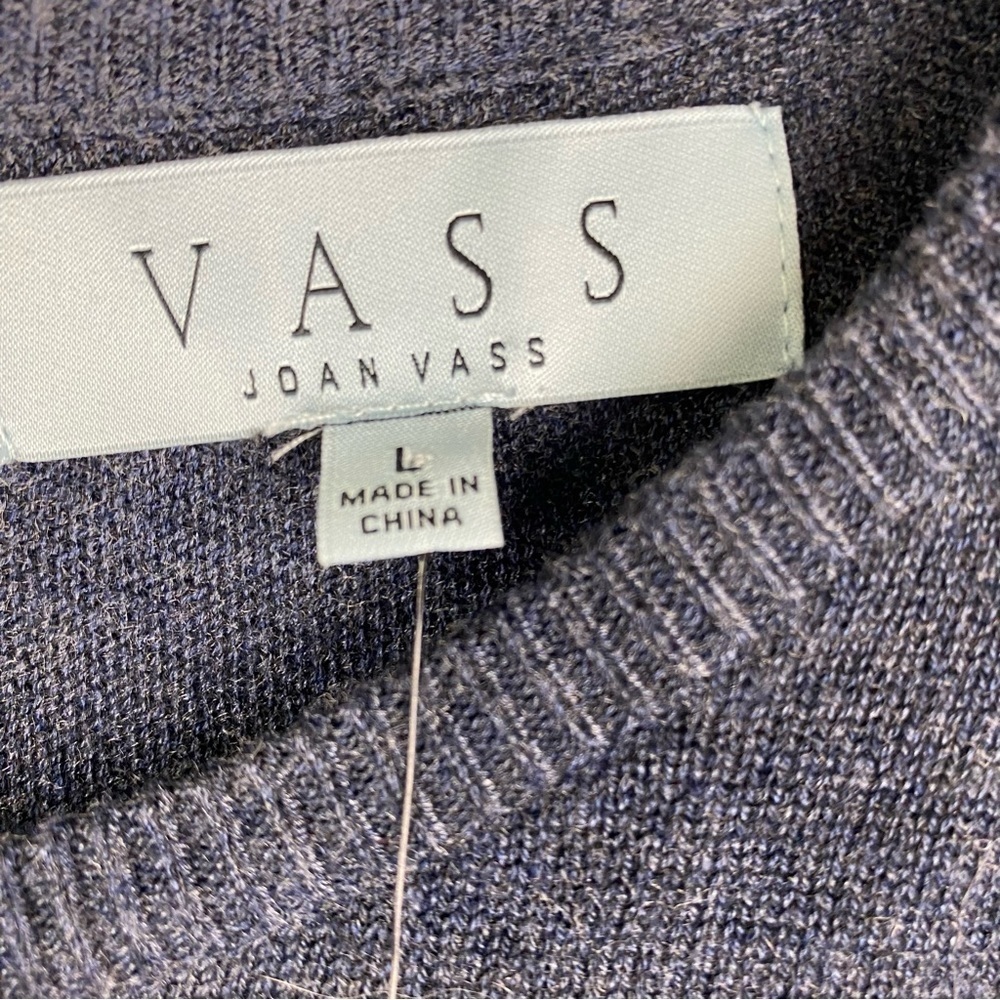 NWT Joan Vass Washed Denim Heather Zip Back Pullover Sweater, Size Large - Picture 7 of 11